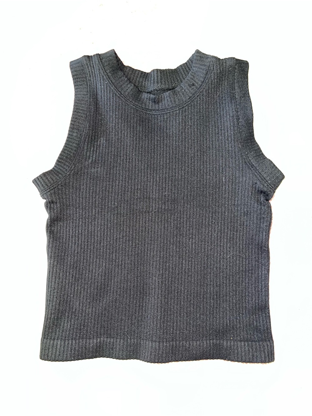 Ribbed Stretch Crop Top XS Black